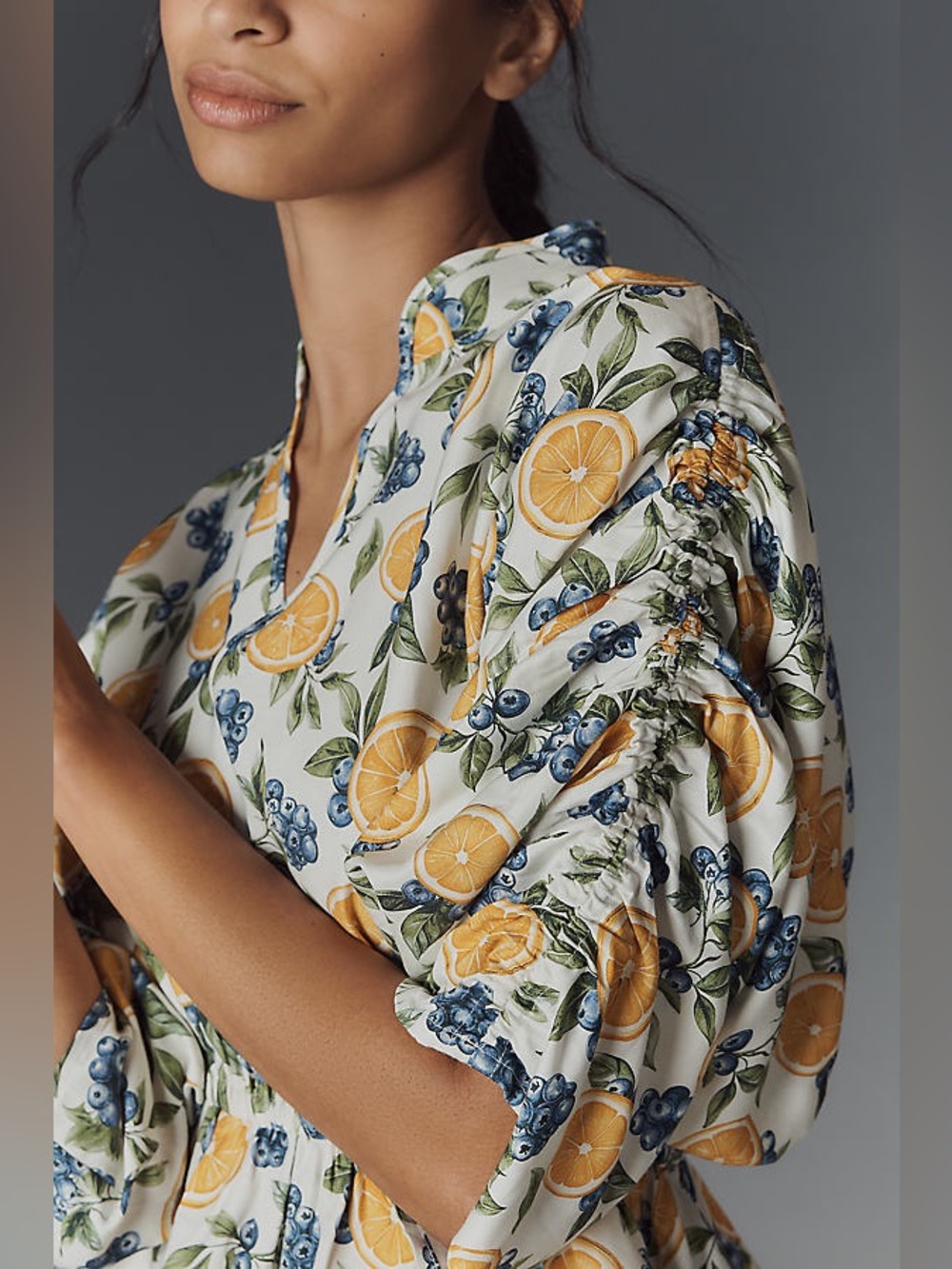 Maeve Short-Sleeve Ruched Peplum Blouse